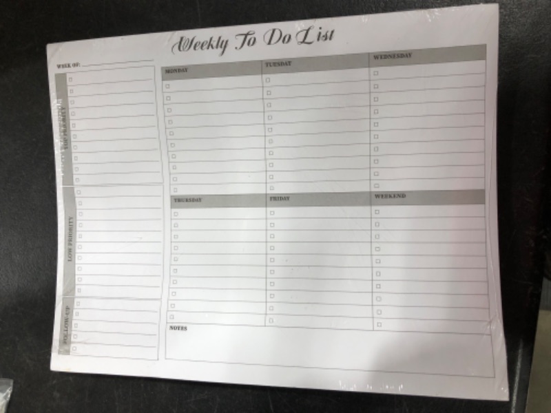 Photo 2 of Weekly TO DO List Notepad, 50 Page Task Planner Pad w/Daily Checklist, Priority ToDo Checkbox & Note Sections. Desk Notebook Pad to Organize Office