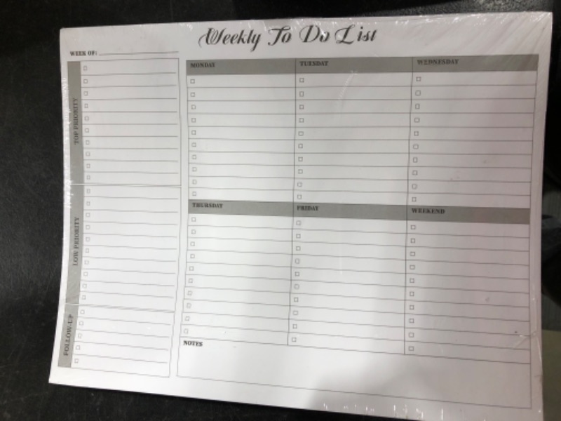 Photo 2 of Weekly TO DO List Notepad, 50 Page Task Planner Pad w/Daily Checklist, Priority ToDo Checkbox & Note Sections. Desk Notebook Pad to Organize Office