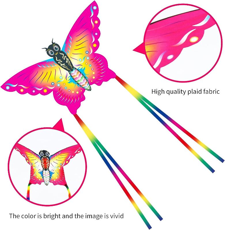 Photo 1 of Beautiful and Easy Flyer Kite for Children and Adult with Long Colorful Tail String Line Accessories Easy to Soar High Outdoor Sports Game Activities or Beach Trip,