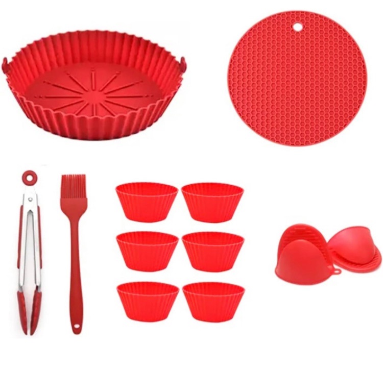 Photo 1 of 12 PCS Air Fryer Silicone Liners, 7 Inch Silicone Air Fryer Liners, Reusable, Includes Accessories for 3QT Heat Resistant Baking and General Cooking, Food Safe, also Silicone cupcake by ANAXOR