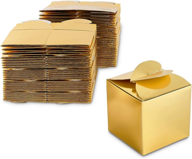 Photo 1 of 100 Pack Gold Foil Party Favor Gift Boxes, Candy Boxes for Mother's Day, Easter, Anniversary, Christmas, Graduation, Engagement Celebrations