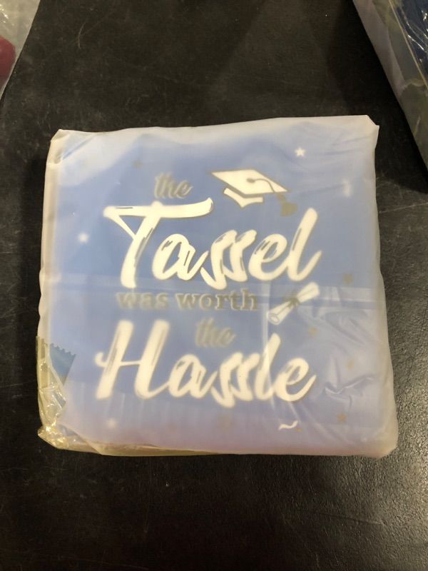 Photo 1 of 100 Pcs Congrats Grad Napkins for Graduation Party Supplies 3 Ply Congratulate Grad The Tassel Was Worth the Hassle Themed Luncheon Paper Napkin Disposable