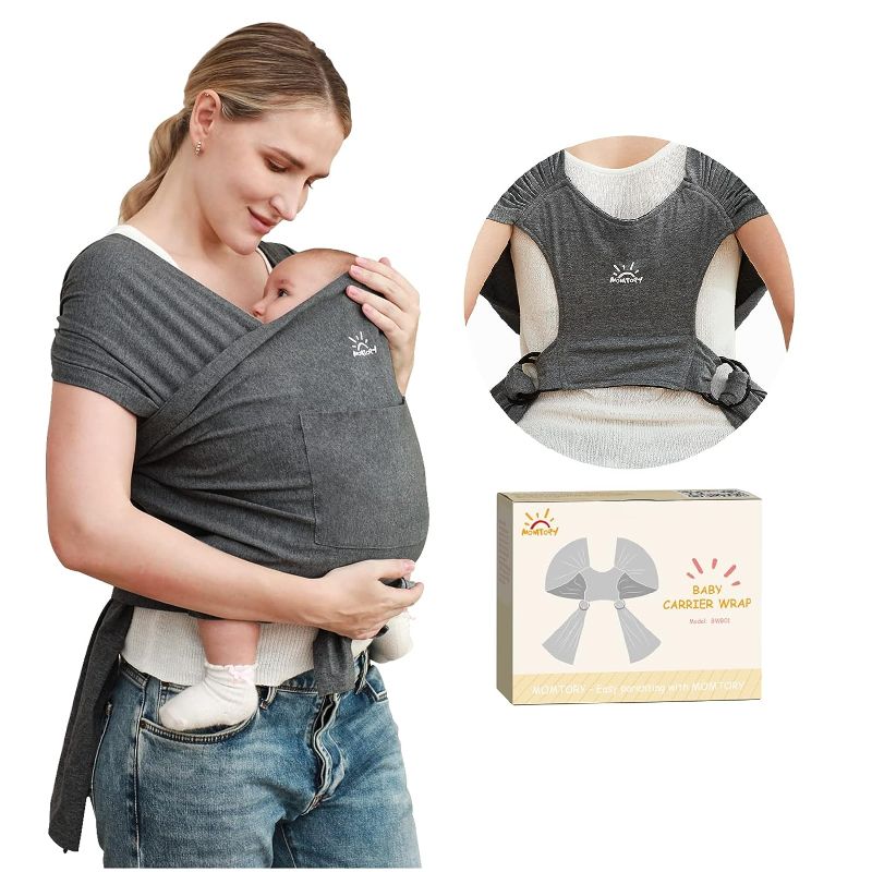 Photo 1 of Baby Wraps Carrier, Baby Sling Newborn to Toddler, Breathable and Hands Free Baby Carrier Sling, Adjustable Baby Carriers (Grey)