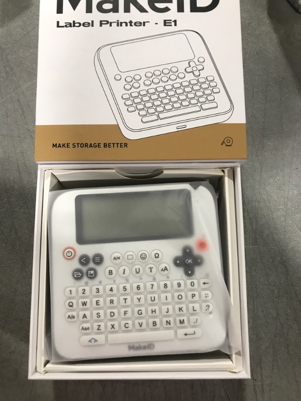 Photo 2 of Makeid E1 Label Maker - Bluetooth Compatible Thermal Printer - QWERTY Keyboard Portable Label Maker, 4.42" Large LCD Screen - Prints 9/12/16mm Waterproof Label Tapes - Includes 13.3' Tape, USB Cable White