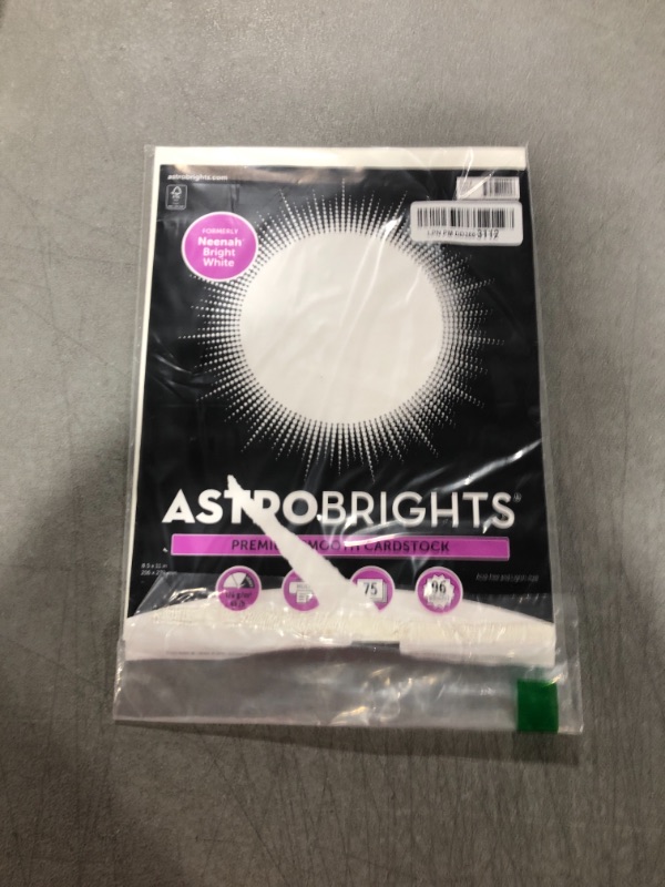 Photo 2 of Astrobrights/Neenah Bright White Cardstock, 8.5" x 11", 65 lb/176 gsm, White, 75 Sheets (90905-02) - Packaging May Vary