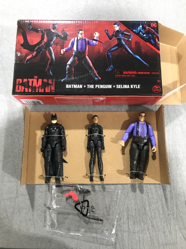 Photo 2 of DC Comics, Batman 3-Pack with Exclusive 4” Batman, Selina Kyle, The Penguin Action Figures, 3 Accessories, Batman Movie Kids Toys (Amazon Exclusive) Figures 3-pack