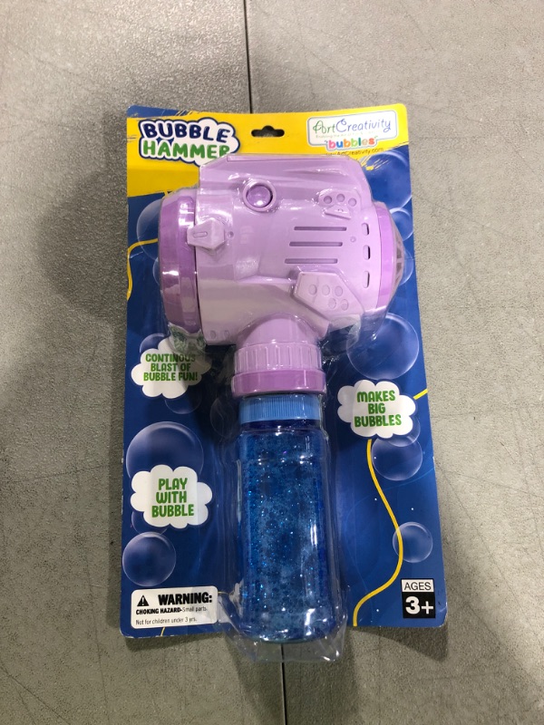 Photo 2 of ArtCreativity Bubble Hammer for Kids, 1 Piece, Automatic Bubble Machine for Kids with Bubble Solution Included, Handheld Bubble Maker Toy for Bigger and Easier Bubbles, Great Gift Idea
