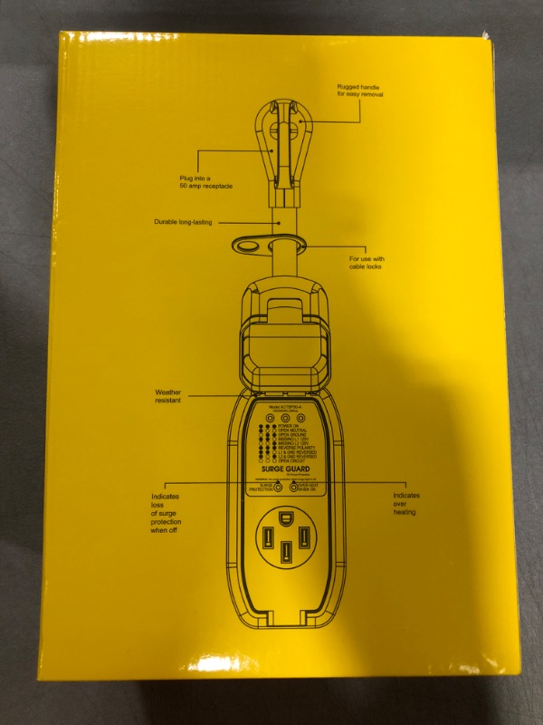 Photo 2 of CircleCord ETL Listed 50 Amp RV Surge Protector 4200 Joules with Indicator Light and Waterproof Cover, 50 Amp Power Defender Circuit Analyzer, NEMA 14-50P Surge Guard for RV Travel Trailer Camper