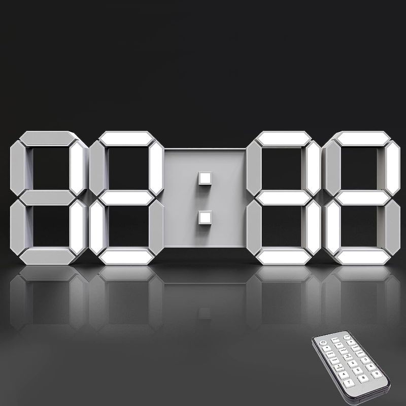 Photo 1 of CENTOLLA LED Clock, 14.8'' Remote Control LED Wall Clock with Multi-Function, Auto Brightness Large Digital Clock Wall for Home/Office
