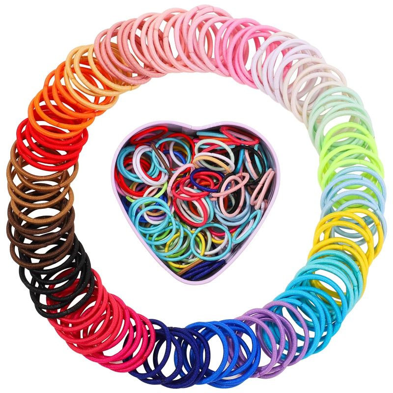 Photo 1 of 300PCS Baby Hair Ties for Girls - Small Elastic Toddler Hair Ties Ponytail Holders Hair Ties for Baby Girls Infants Kids Hair Accessories?GiftBox Packaging? 