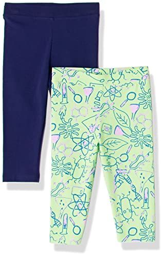 Photo 1 of Amazon Essentials Girls' Cropped Capri Leggings (Previously Spotted Zebra), Pack of 5, Camo/Monster, Medium
