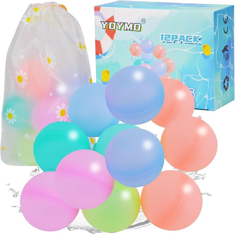 Photo 1 of YDYMO 12 Pcs Reusable Water Balloons for Kid and Adult?Quick Fill Refillable Water Balls With Portable Bag Silicone Water Balloons For Summer Party Pool Outdoor Toys?Water Toys for Kids Ages 8-12