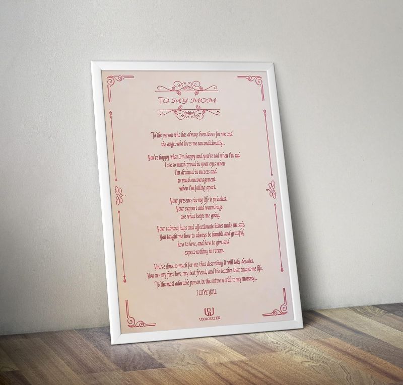 Photo 1 of - To My Mom -Cute Mother's Day/Birthday Gift - Inspirational Lovely Engraved POEM/LETTER on Vegan Leather - 10x 14 UNFRAMED - Motivational ARTWORK/QUOTES. 