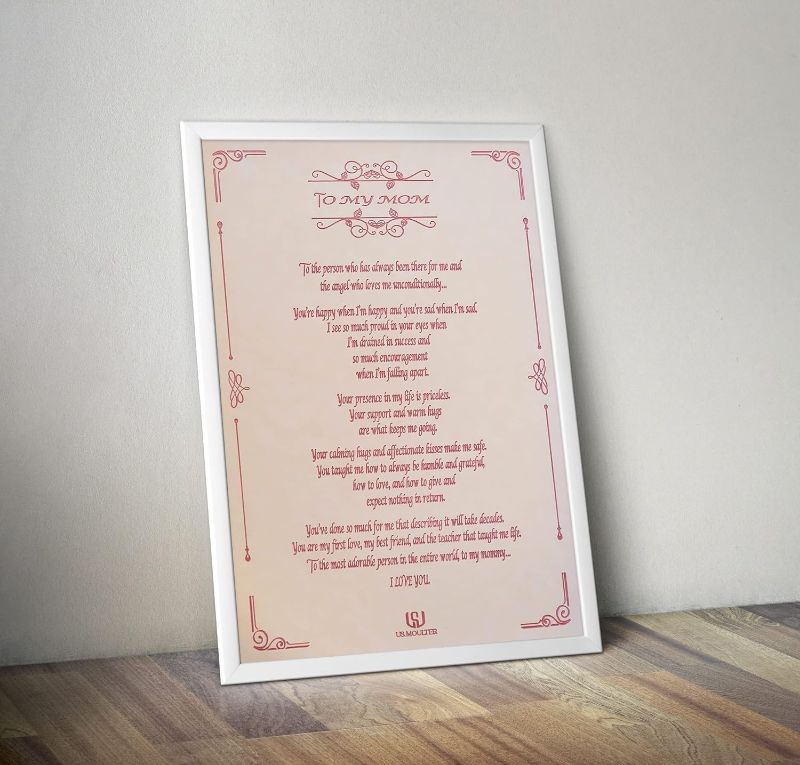 Photo 1 of - To My Mom -Cute Mother's Day/Birthday Gift - Inspirational Lovely Engraved POEM/LETTER on Vegan Leather - 10x 14 UNFRAMED - Motivational ARTWORK/QUOTES.