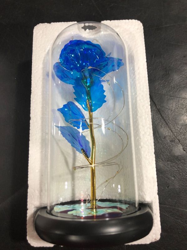 Photo 2 of  Beauty and The Beast Rose Gift Enchanted Colorful Led Galaxy Crystal Rose Flower Light in Glass Dome, Unique Gifts for Her, Women, Valentine‘s Day, Mom, Mother's Day, Birthday
