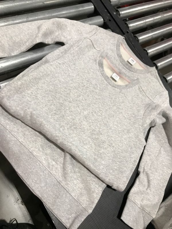 Photo 2 of Amazon Essentials Girls and Toddlers' Fleece Crew-Neck Sweatshirts, Pack of 2 XX-Large Light Grey Heather