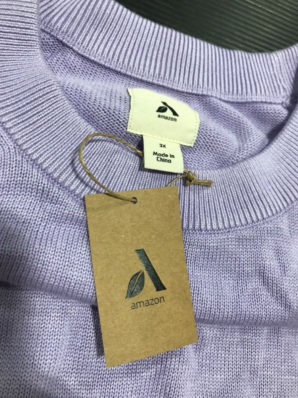 Photo 2 of Amazon Aware Women's Pointelle Crewneck Sweater (Available in Plus Size) 3X Lavender