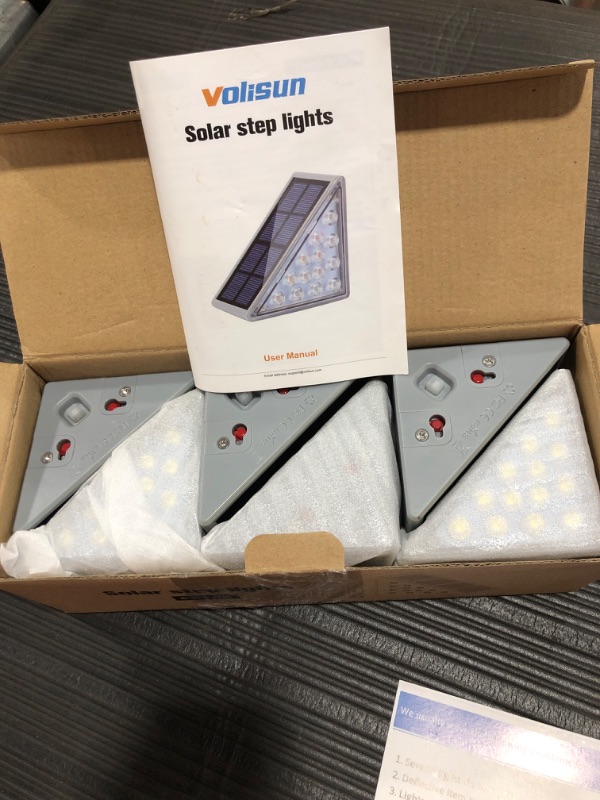 Photo 1 of VOLISUN Solar Stair Lights 6 Pack, Solar Step Lights Waterproof IP67, Outdoor Step Light with 13 LEDs, Outdoor Lighting Decor for Yard Stair, Patio, Front Step, Front Porch and Deck(Cool White) Cool White 6 Pack