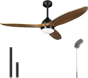 Photo 1 of Wisful 52 Inch Outdoor Ceiling Fans with Lights, ETL Listed Wood Ceiling Fan with Light Memory Function, for Patio Living Room Bedroom, Quiet DC Motor Reversible
