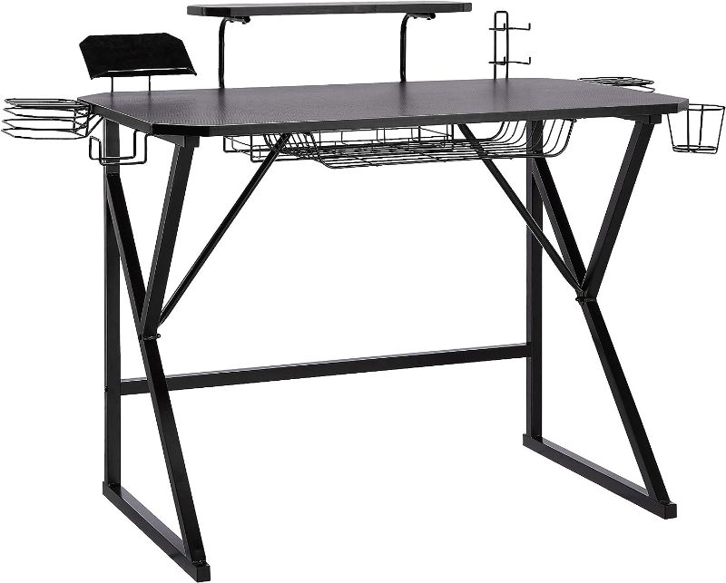 Photo 1 of Amazon Basics Rectangular Gaming Computer Desk With Storage For Controller, Headphone & Speaker, Black, 23.4" D x 51" W x 35.9" H
