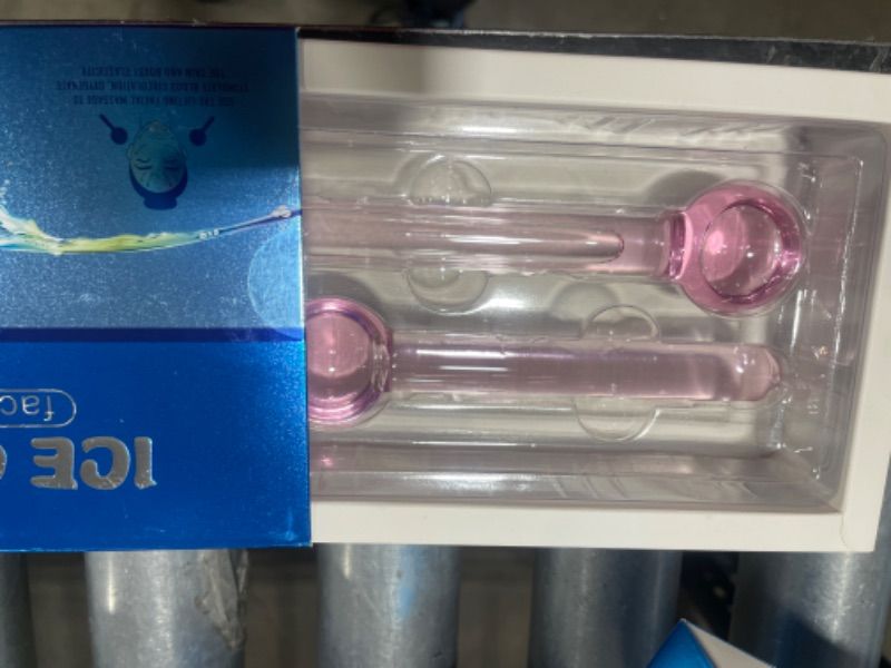 Photo 2 of 2 Pcs Ice Globes for Facials,Massaging Facial Ice Globes With Removable Rubber Grips and Anti-Freeze Liquid,Facial Globes to Reduce Puffiness, Pores, Wrinkles,Dark Circles (137*50mm, pink) 137*50mm Pink