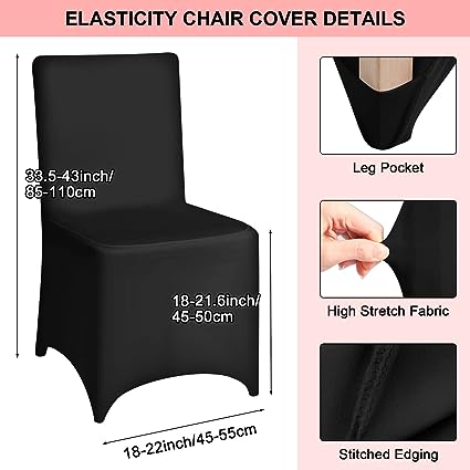 Photo 1 of  Spandex Stretch Chair Slipcovers (Black 10 Pcs) 