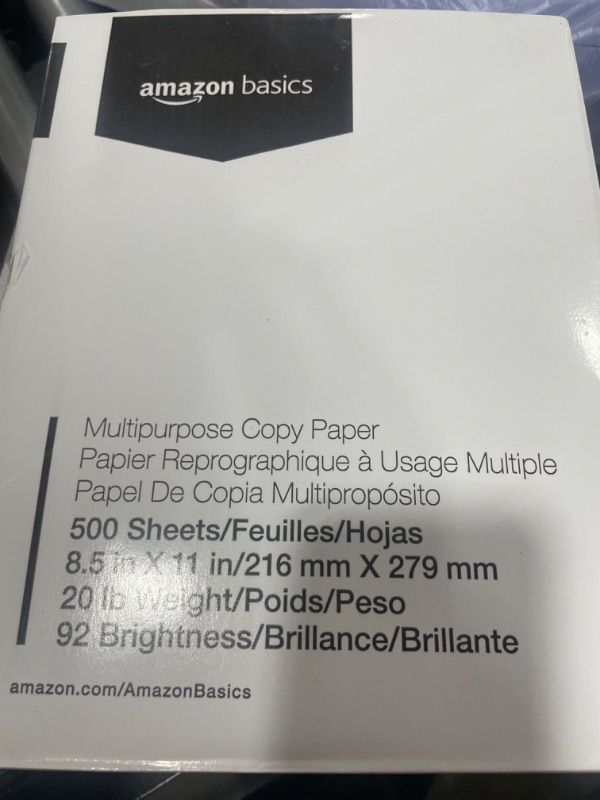 Photo 2 of Amazon Basics Multipurpose Copy Printer Paper, 8.5 x 11 Inch 20Lb Paper - 1 Ream (500 Sheets), 92 GE Bright White 1 Ream | 500 Sheets Multipurpose (8.5x11) Paper