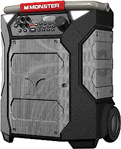 Photo 1 of Monster Rockin' Roller 270 Portable Indoor/Outdoor Wireless Speaker, 200 Watts, Up to 100 Hours Playtime, IPX4 Water Resistant, Qi Charger, Connect to Another TWS Speaker (Slate)
