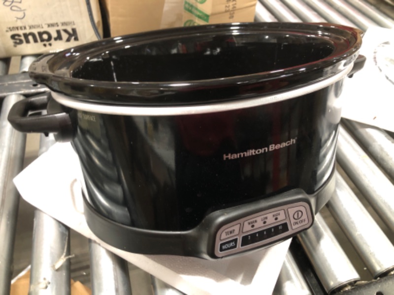 Photo 2 of Hamilton Beach Programmable Slow Cooker with Three Temperature Settings, 7-Quart + Lid Latch Strap, Black & 4-Quart Programmable Slow Cooker With Dishwasher-Safe Crock and Lid, Silver (33443)