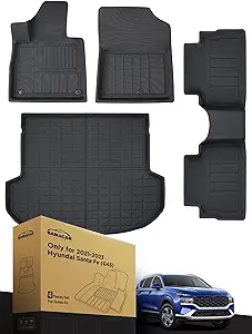 Photo 1 of BAMACAR for Hyundai Santa Fe Floor Mats 2023 2022 2021(4 Pack), All Weather Rubber for 2021 2022 2023 Hyundai Santa Fe Floor Mats Trunk Mat, for 2021 2022 2023 Hyundai Santa Fe Accessories