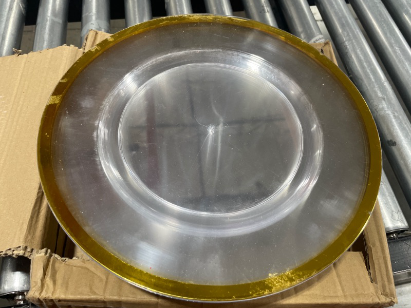 Photo 1 of 20 Clear Plates with Gold Trim