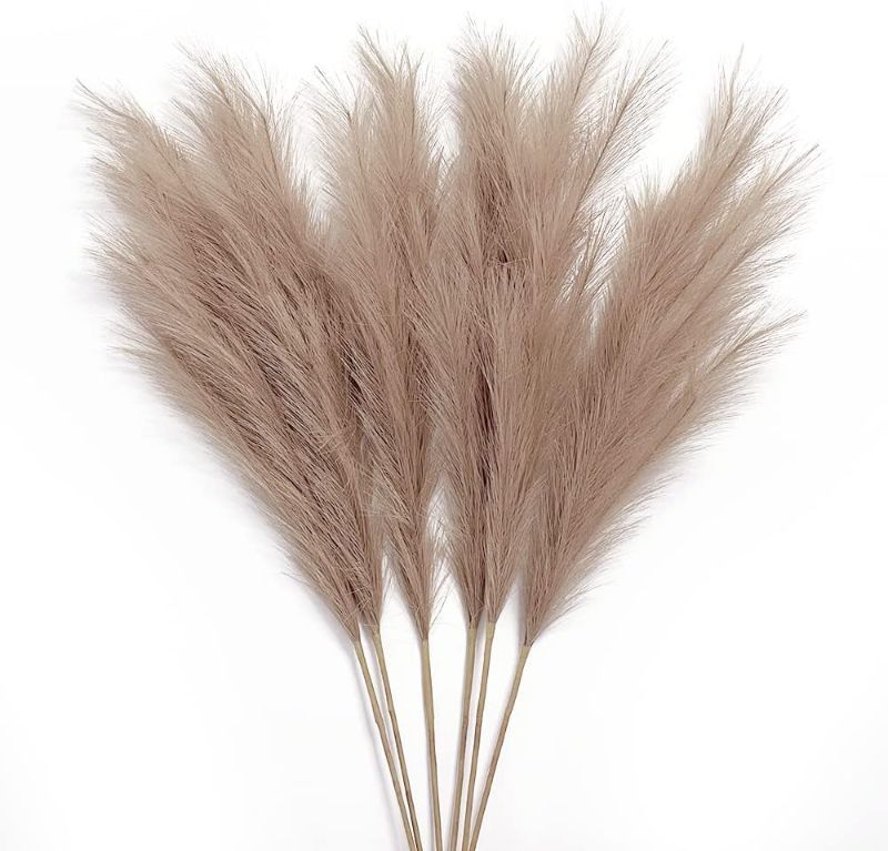 Photo 1 of  Brown Pampas Grass Faux Pompas Floral 3.1ft Tall Fake Large Artificial Fluffy Pampas 12 Branches Bulrush Reed Grass Plants for Floor Vase Filler Wedding . 