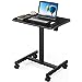 Photo 1 of Mobile Laptop Desk Mobile Small Standing Desk Pneumatic Adjustable Height, Portable Rolling Desk Laptop Cart Ergonomic Mobile Desk with Lockable Wheels
