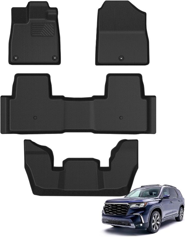 Photo 1 of AIPOIL®-Floor Mats Custom for Honda Pilot 2023 2024?Fits 1st & 2nd & 3rd Row?TPE All Weather Anti-Slip Floor Liners? Full Set Automobile mats Accessories, Black
