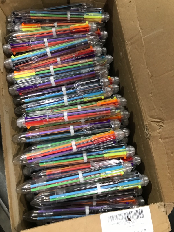 Photo 2 of  150 Pack Multicolor Ballpoint Pens 0.5mm 6-in-1, Fun Pens for Kids Party Favors, Back to School, Retractable Ballpoint Rainbow Pens Color Pens for Office School Supplies Students Gift
