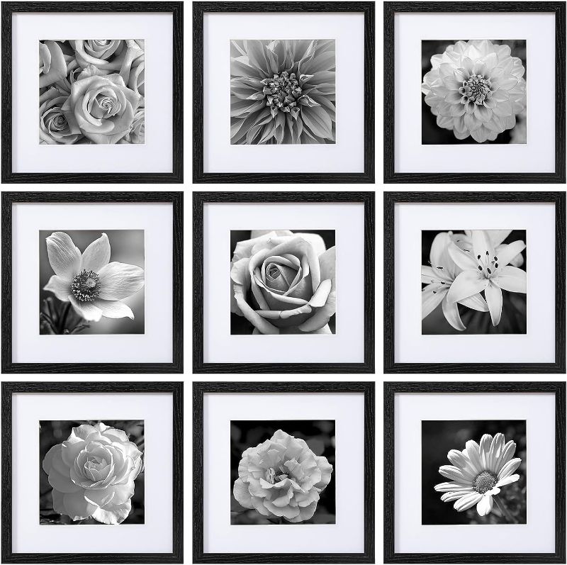 Photo 1 of  12 Piece 14x14 Gallery Wall Picture Frame Set in Black - Composite Wood with Polished Plexiglass - Horizontal and Vertical Formats for Wall and Tabletop
