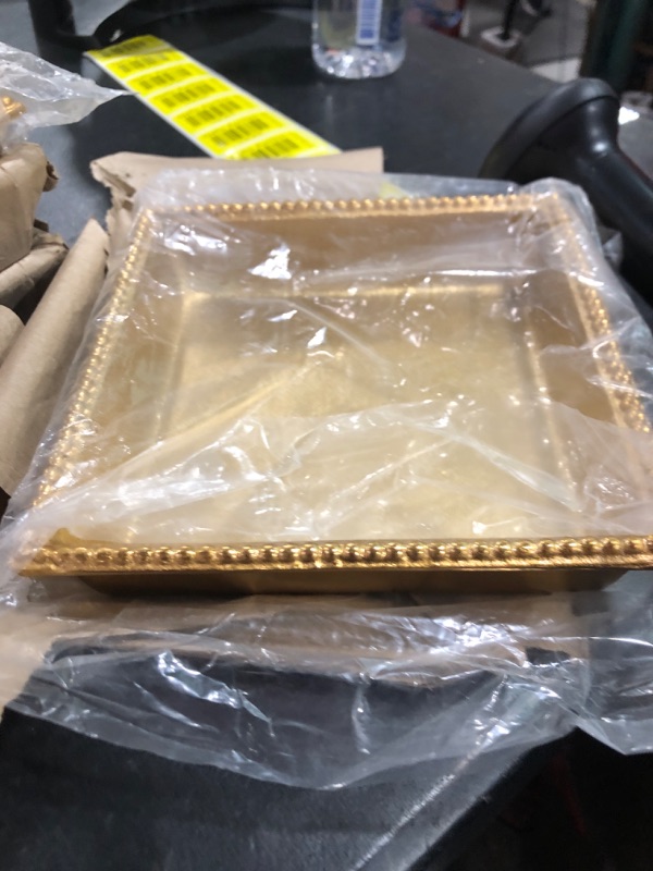 Photo 1 of  Gilded Gold Sand Cast Aluminum Beaded Napkin Holder Box