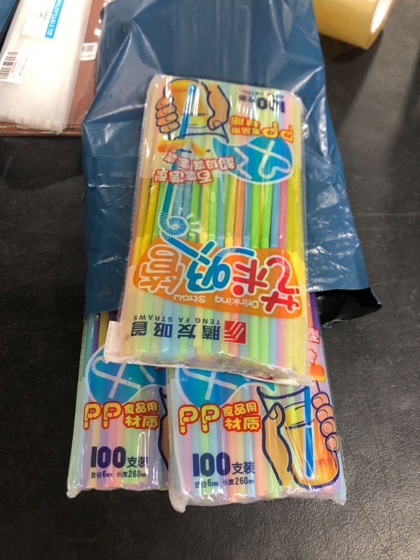 Photo 1 of 300pcs 10.3 Inches Disposable Drinking Straws Plastic Straws Extra Long Assorted Bright Colors