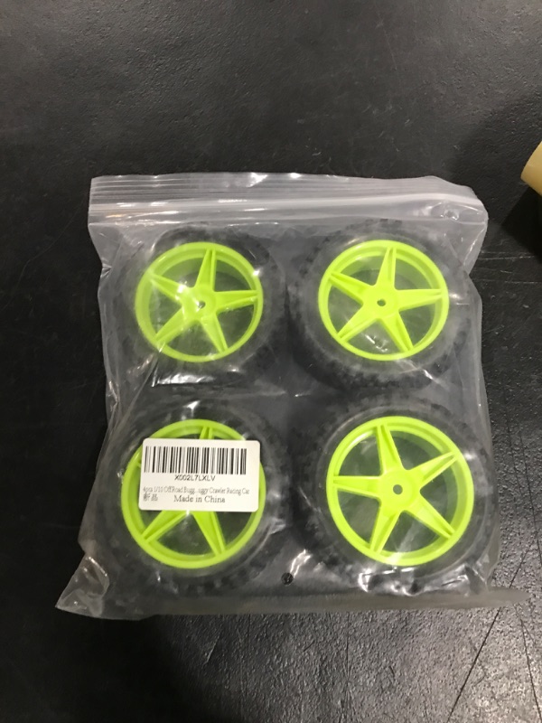 Photo 1 of 4pcs Front & Rear Rubber Tires & Wheel Rims Sets for RC Redcat 1/10 Off Road Buggy Shockwave Nitro Tornado S30 EPX HSP Backwash Warhead Exceed Replacement 