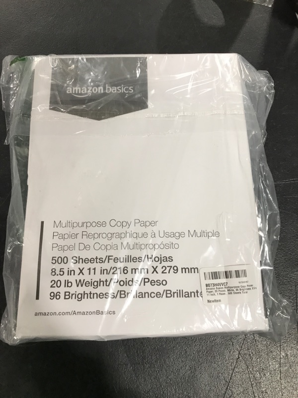 Photo 2 of Amazon Basics Multipurpose Copy Printer Paper, 20 Pound, White, 96 Brightness, 8.5 x 11 Inch - 1 Ream (500 Sheets Total) 1 Ream | 500 Sheets