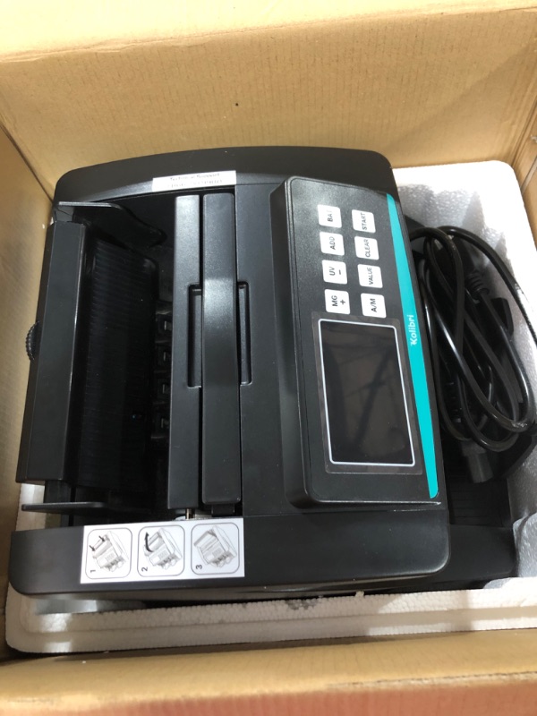 Photo 2 of Kolibri Money Counter Machine - 1,500 bills per min, advanced counterfeit detection, set up in minutes, Add and Batch Modes, Cash Counter with LCD Display,3-year warranty - 24/7 US customer support Pack of 1