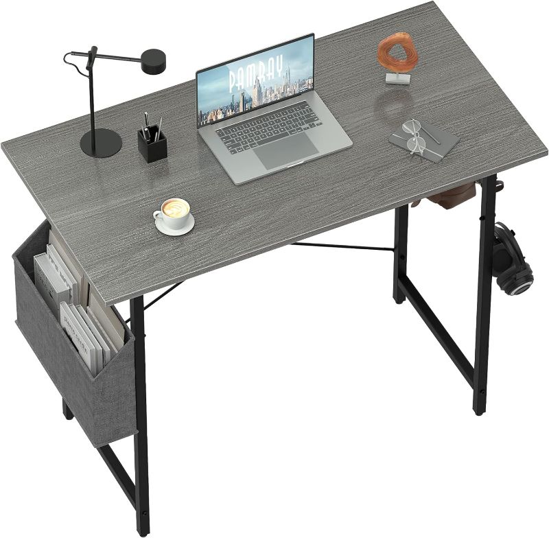 Photo 1 of 
Pamray 32 Inch Computer Desk for Small Spaces with Storage Bag, Home Office Work Desk with Headphone Hook, Small Office Desk Study Writing Table