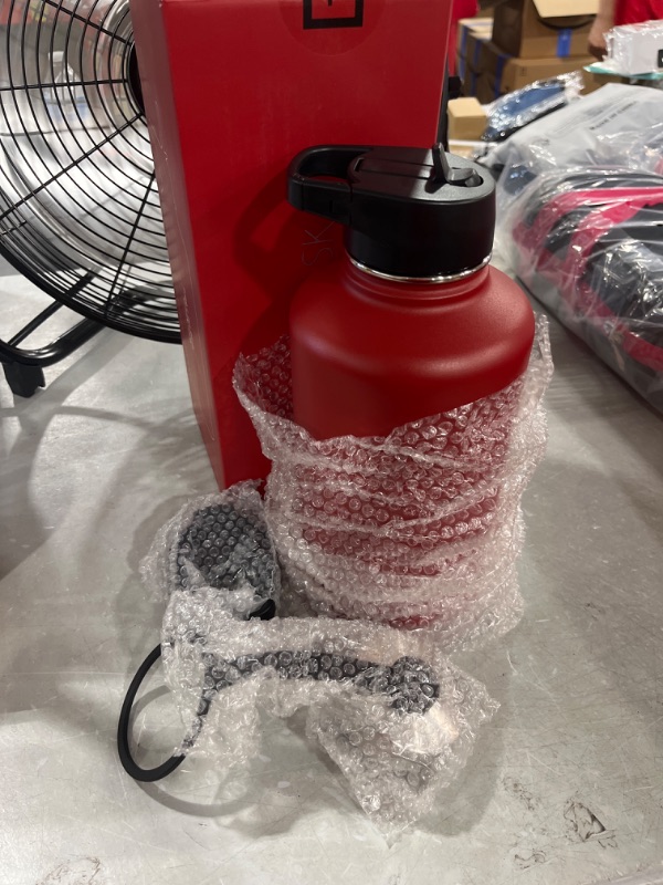 Photo 1 of 64 Oz Wide Mouth Water Bottle with Straw Lid (Fire Red)
