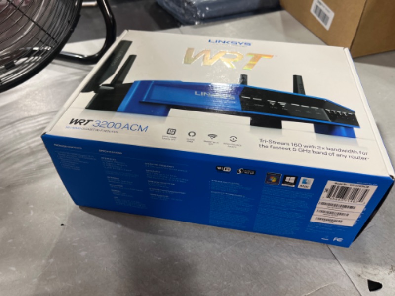 Photo 4 of Linksys WRT3200ACM: AC3200 Dual-Band Gigabit Wi-Fi Router, Beamforming Tri-Stream Wireless Signal, Ethernet Ports, MU-MIMO (Black, Blue) - OPEN BOX FOR PHOTOS 
