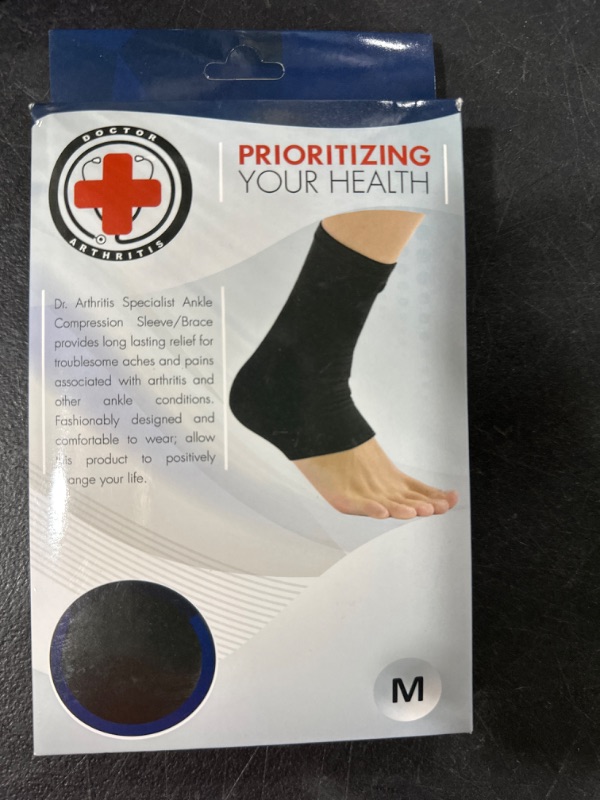 Photo 2 of Doctor Developed Ankle Brace/Compression Sleeve/Ankle Support - & Doctor Written Handbook - Protector/Guard with Silicon Gel Pad for Foot Support [Single] (Black, M) Black M