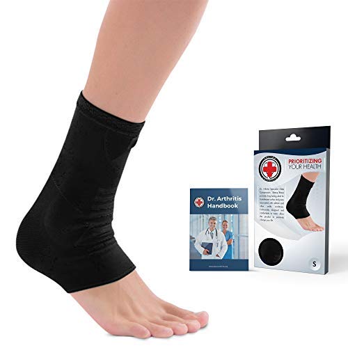 Photo 1 of Doctor Developed Ankle Brace/Compression Sleeve/Ankle Support - & Doctor Written Handbook - Protector/Guard with Silicon Gel Pad for Foot Support [Single] (Black, M) Black M