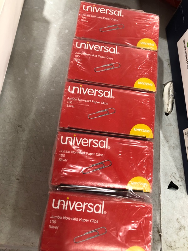 Photo 2 of Universal Jumbo Nonskid Paper Clips Silver 100/Pack 10 Packs/Box