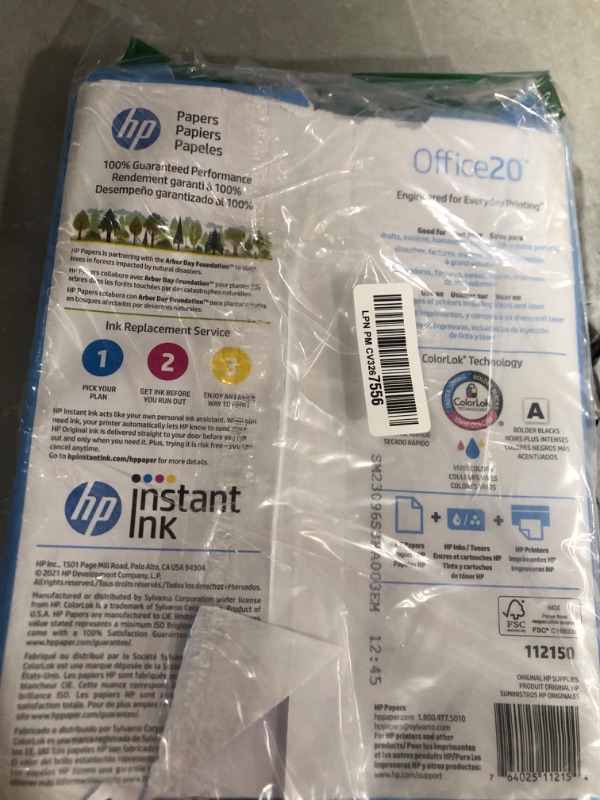 Photo 2 of HP Printer Paper | 8.5x11 Paper |Office 20 lb | 1 Ream - 500 Sheets | 92 Bright | Made in USA - FSC Certified | 112150R 1 Ream | 500 Sheets Letter (8.5 x 11)