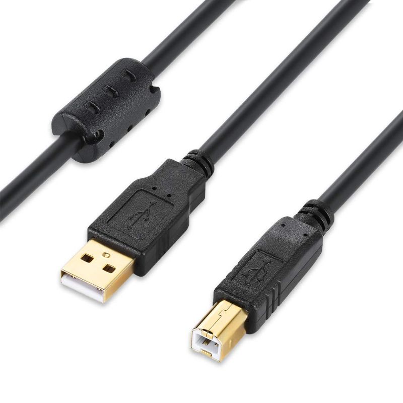 Photo 1 of  USB-A to USB-B 2.0 Cable for Printer or External Hard Drive, Gold-Plated Connectors,
