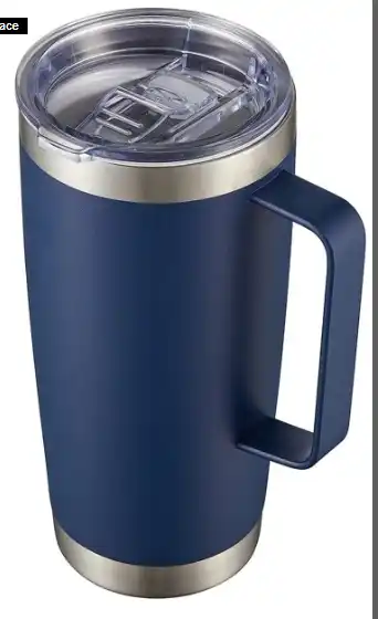 Photo 1 of 20 oz Tumbler Mug with Lid and Straw Insulated Travel Coffee Mug with Handle Double Wall Stainless Steel Vacuum Coffee Tumbler Thermal Coffee Cup Navy Blue